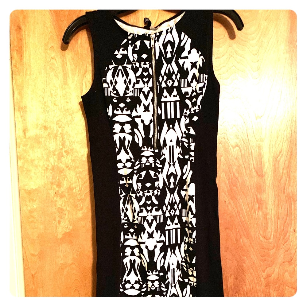 Tribal print black and white dress.